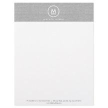 Big Initial Monogram auf Gray Linen Letterhead