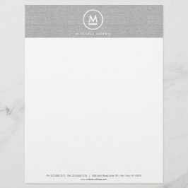 Big Initial Monogram auf Gray Linen Letterhead Briefkopf