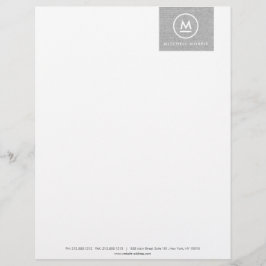 Big Initial Monogram on Gray Linen II Letterhead Briefbogen