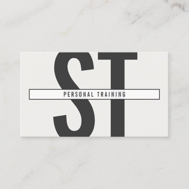 Big Initials Monogram in Grau und Schwarz Visitenkarte (Vorderseite)