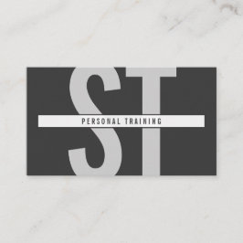 Big Initials Monogram Personal Trainer Dunkelgrau Visitenkarte