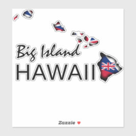 BIG INSEL - HAWAII INSELN HI Flag BLK Aufkleber