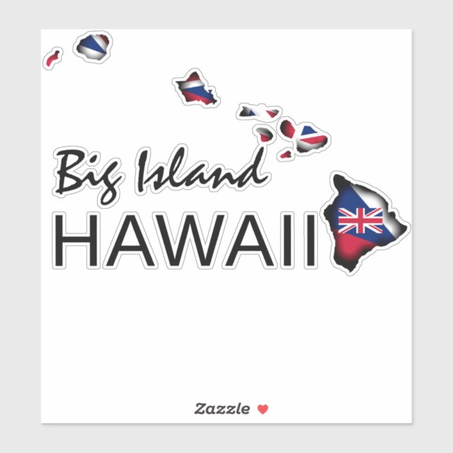 BIG INSEL - HAWAII INSELN HI Flag BLK Aufkleber (Blatt)