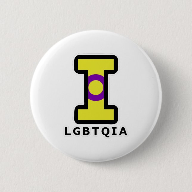 Big Intersex I in LGBTQIA Button (Vorderseite)