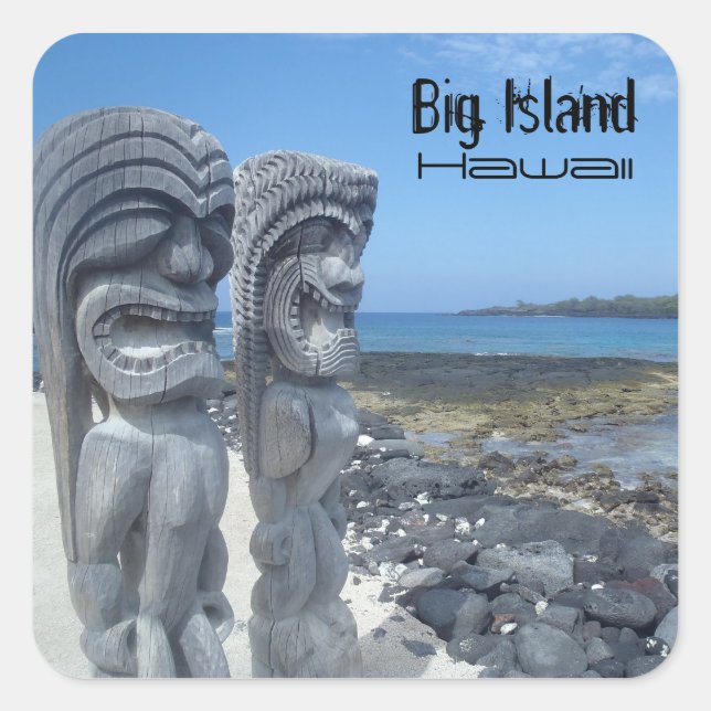 Big Island Hawaii lachende Ttikis-Aufkleber Quadratischer Aufkleber (Vorderseite)
