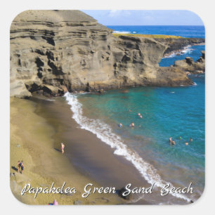 Big Island Hawaii Papakolea Green Sand Beach Quadratischer Aufkleber