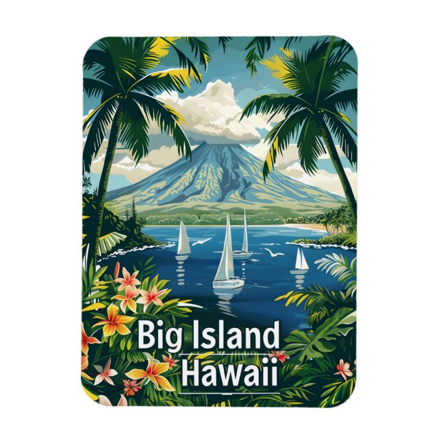 Big Island Hawaii Vintag tropisch Magnet (Vertikal)