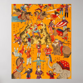 Big Japan Circus Holzschnitt Poster