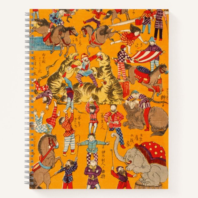 Big Japanese Circus woodblock print  Notizbuch (Vorderseite)