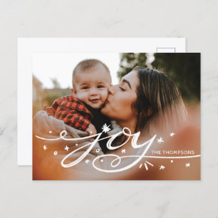 Big Joy Hand Letters Foto Holiday Postcard Postkarte