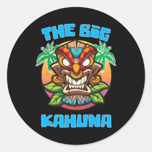Big Kahuna Funny Hawaiian Vatertag Urlaub Tro Runder Aufkleber