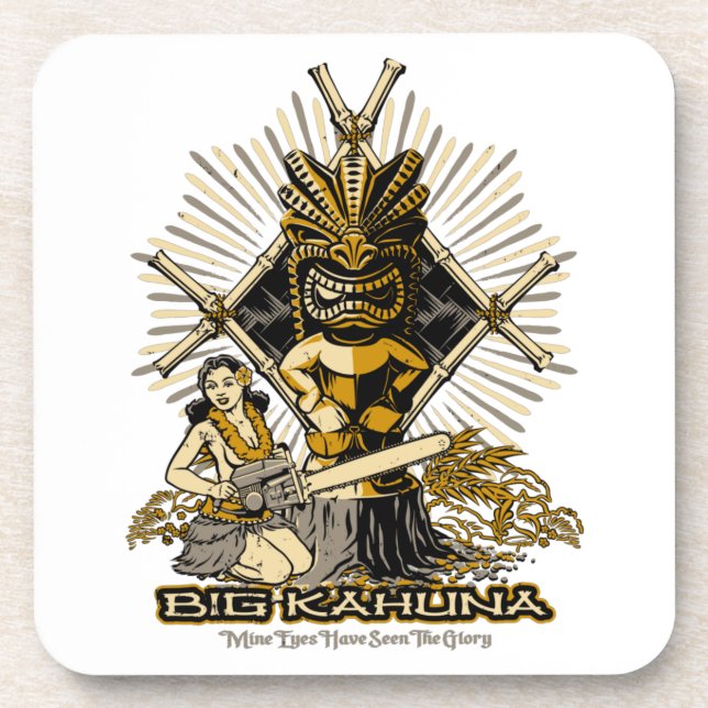 Big Kahuna Tiki Hula Pinup Girl Getränkeuntersetzer (Vorderseite)