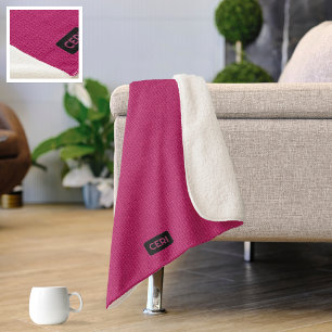 Big Knetted Stitch Look - Cerise Pink eigene Initi Sherpadecke