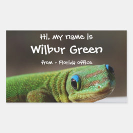 Big Lächeln Gecko Name Abzeichen Rechteckiger Aufkleber