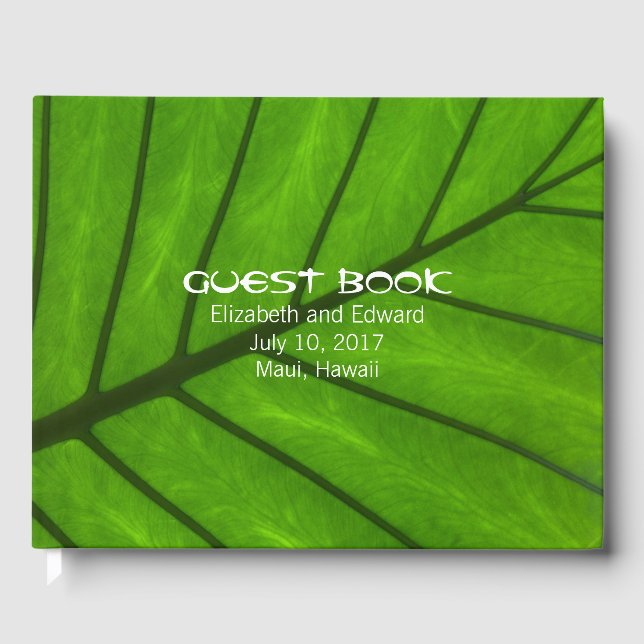Big Leaf Tropical Wedding Guest Book Gästebuch (Vorderseite)