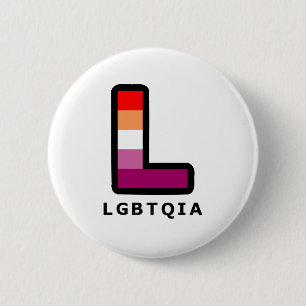 Big Lesbian L in den LGBTQIA-Flaggenfarben Button