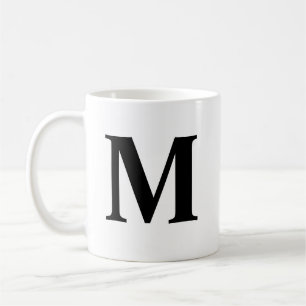 Big Letter Monogram Modern Minimal Schwarz-weiß Kaffeetasse