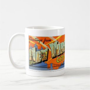 Big Letter Vintag New York City Postkarte Kaffeetasse