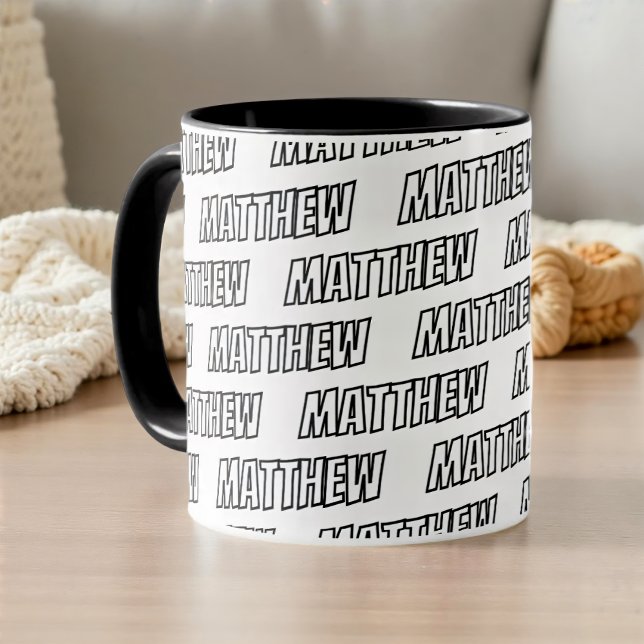Big Letters Modern Cool Simple Name Pattern Tasse (Von Creator hochgeladen)