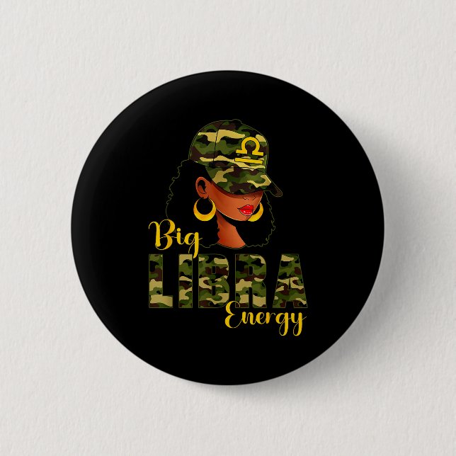 Big Libra Energy Camouflage Black Woman Cap Zodiac Button (Vorderseite)