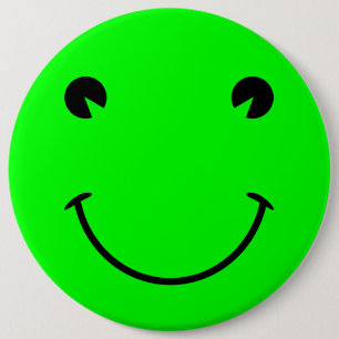 Big Lime Green Frosch Lächeln Button