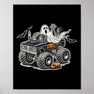 Big Little Boys Halloween Shirt Ghost Skeleton Kin Poster