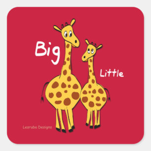 Big Little Giraffe Quadratischer Aufkleber