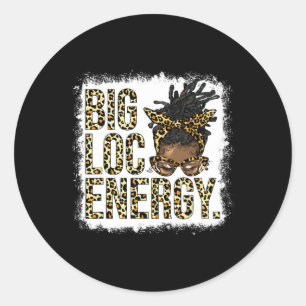 Big Loc Energy Leopard Loc'd Woman Black Girl Juni Runder Aufkleber