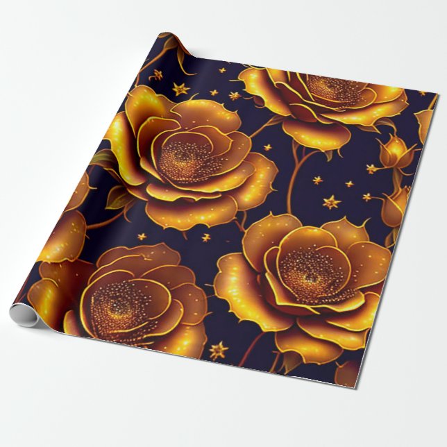 Big Luxury Gold Trendy Rose Collection Geschenkpapier (Ungerollt)