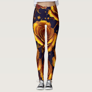 Big Luxury Gold Trendy Rose Collection Leggings