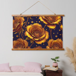 Big Luxury Gold Trendy Rose Collection Wandteppich Mit Holzrahmen