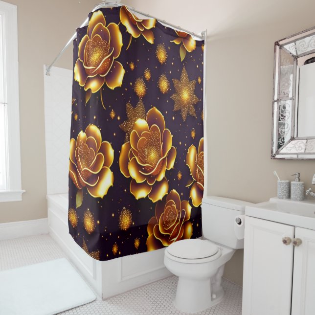 Big Luxus Gold Rose Moderne Kollektion Duschvorhang (Beispiel)