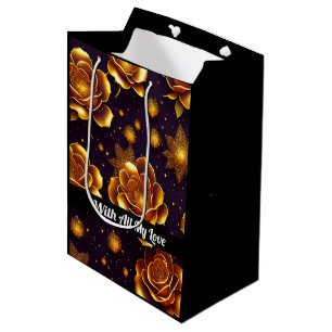 Big Luxus Gold Rose Moderne Kollektion Mittlere Geschenktüte