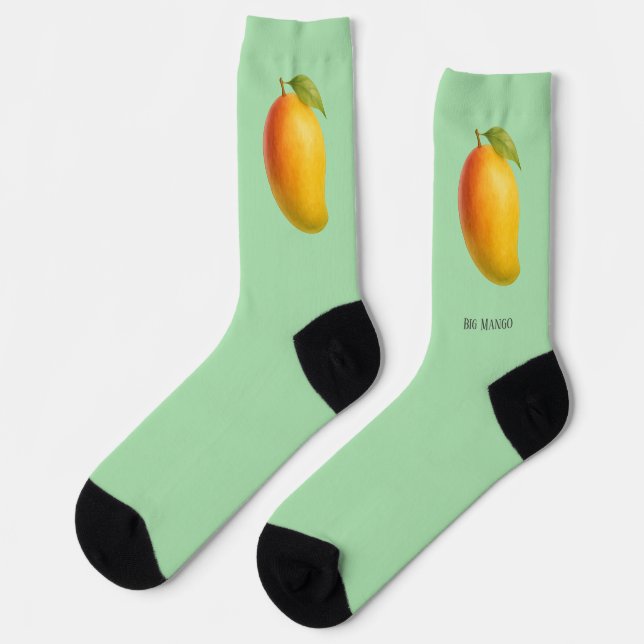 Big Mango, Sweet Fruit and Name on Green Socken (Linkes Detail)