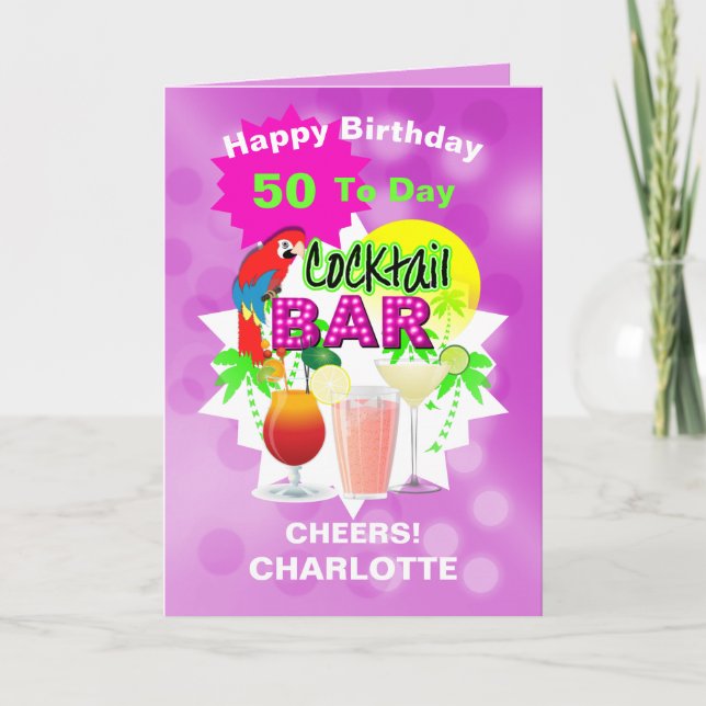 Big Meilenstein Geburtstag Cheers Fun Cocktail Dri Karte (Vorderseite)