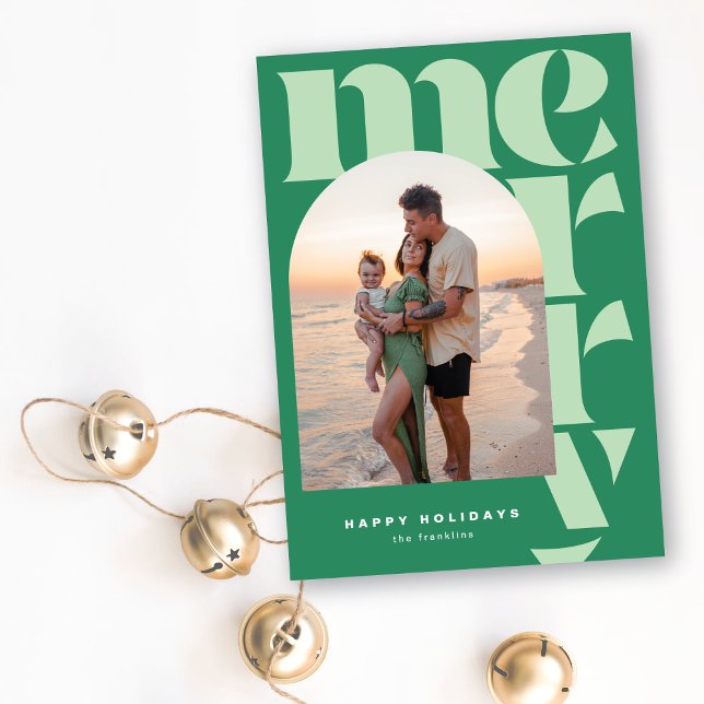 Big Merry Modern Arch Foto Feiertagskarte (Von Creator hochgeladen)