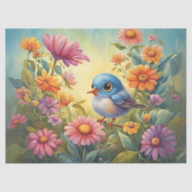 Big Mit Augen Baby Bird im Garten Seidenpapier (Vorderseite)