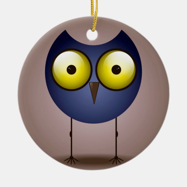 Big Mit Augen Blue Owl Ornament Runde (Vorne)