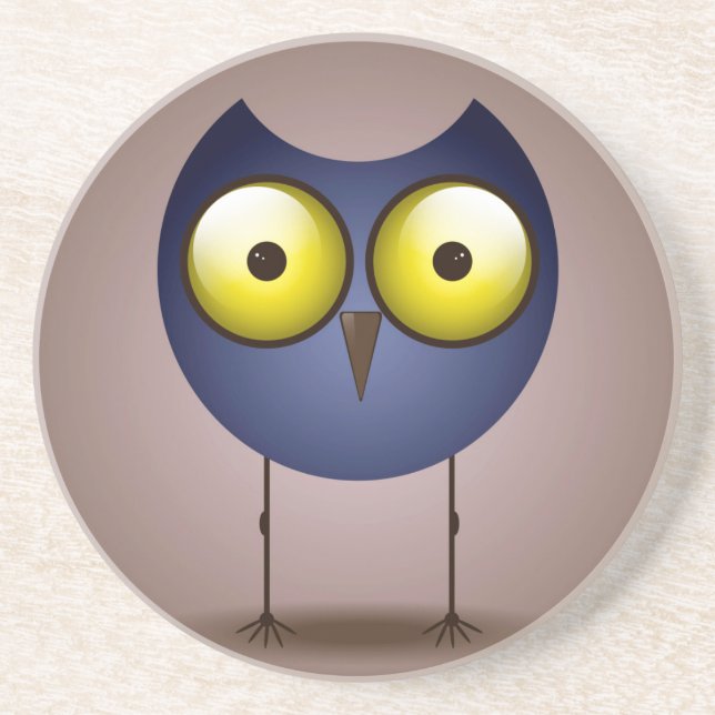 Big Mit Augen Blue Owl Sandstein Untersetzer (Vorne)