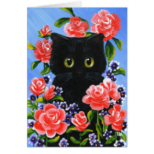 Big Mit Augen Cat Rote Rosen Creationarts