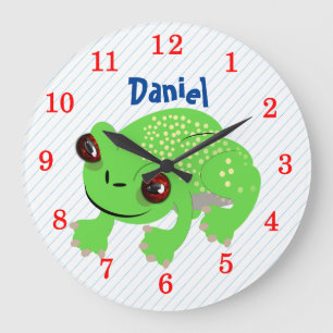 Big Mit Augen Gepunkteter Cartoon Frosch Personali Große Wanduhr