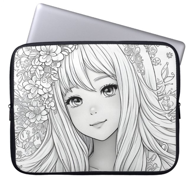 Big Mit Augen Girl Coloring Laptop Sleeve (Vorderseite)