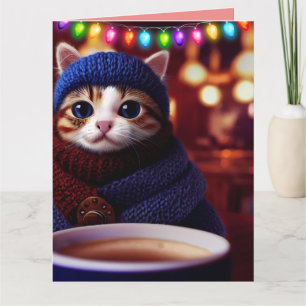 BIG MIT AUGEN NIEDLICHE CAT KITTEN ART CHRISTMAS K KARTE