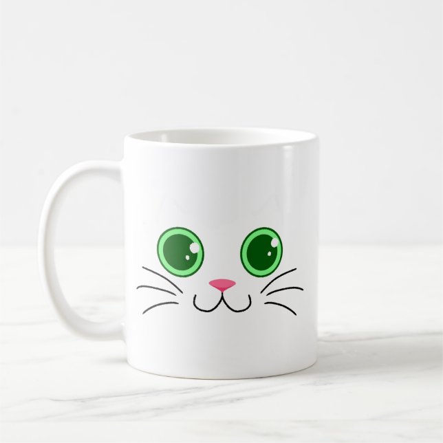Big Mit Augen White Cat Tasse (Links)