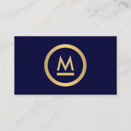 Big Modern Monogram in Imitate Gold auf Navy Visitenkarte