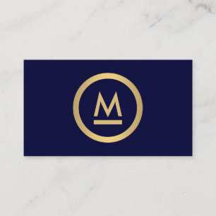 Big Modern Monogram in Imitate Gold auf Navy Visitenkarte