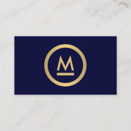 Big Modern Monogram in Imitate Gold auf Navy Visitenkarte
