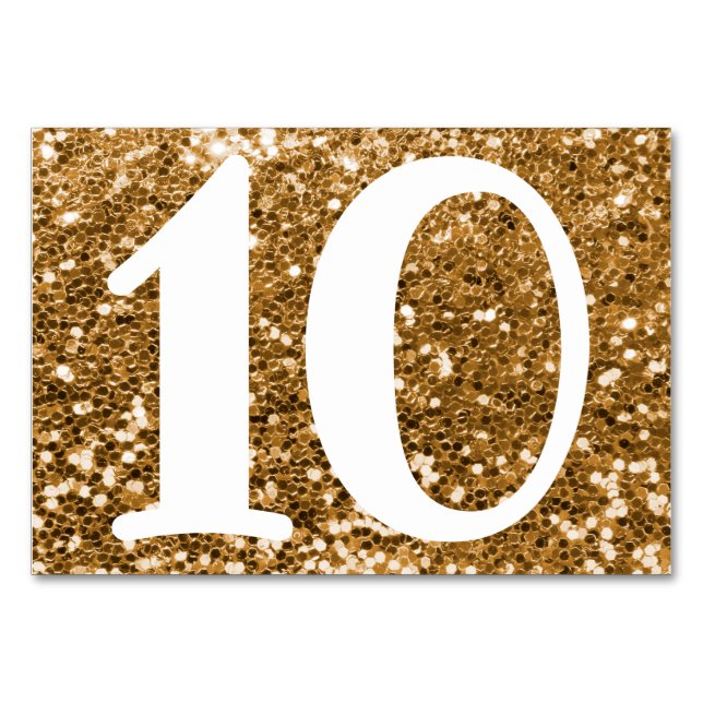 Big Modern Number Imitats Gold Glitzer Tischnummer (Vorderseite)