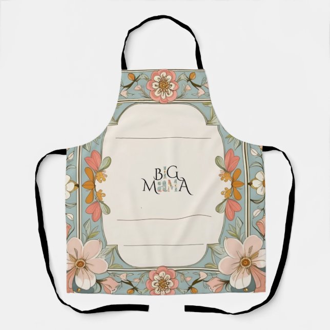 Big Moma I Am Floral Apron – Mint & Peach Bloom  Schürze (Vorderseite)