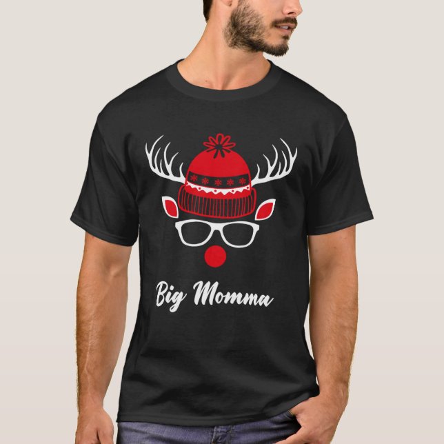 Big Momma  Christmas Reindeer Face Family Matching T-Shirt (Vorderseite)